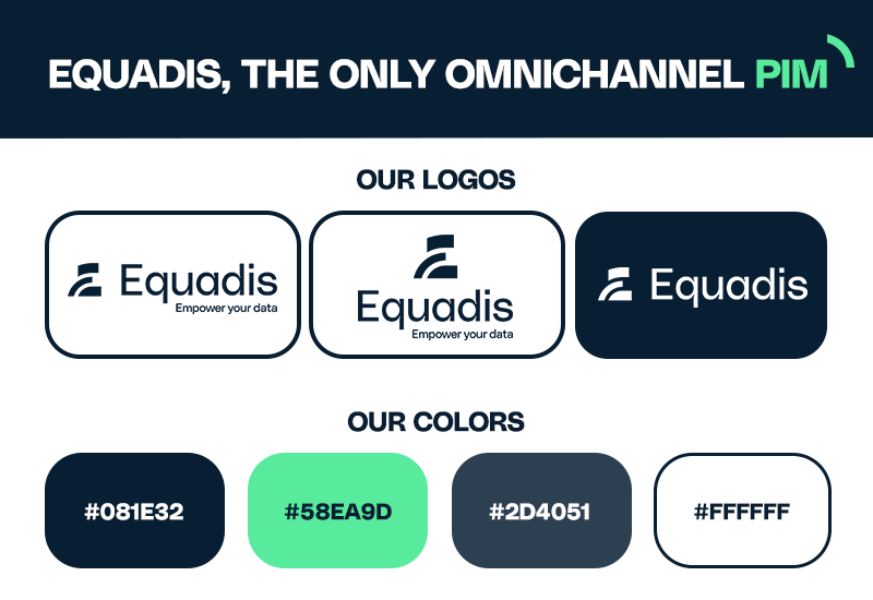 The logo and colors of Equadis, the only omnichannel PIM